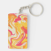 Abstract wervelend ontwerp in warme tinten sleutelhanger (achterkant)