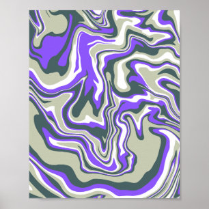 Abstract wervelend Paarse en groene patroon Poster