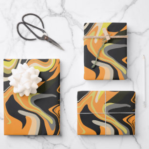 Abstract wervelend patroon in aardse tonen inpakpapier vel