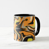 Abstract wervelend patroon in aardse tonen mok (Voorkant rechts)