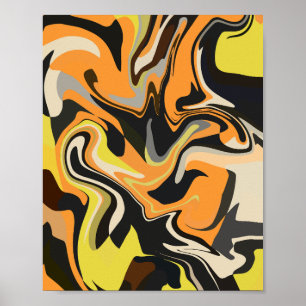 Abstract wervelend patroon in aardse tonen poster