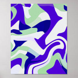 Abstract wervelend patroon in koele tinten poster