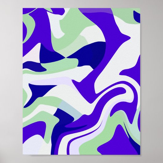 Abstract wervelend patroon in koele tinten poster (Voorkant)