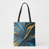 Abstract wervelend patroon met tinten blauw tote bag (Voorkant)