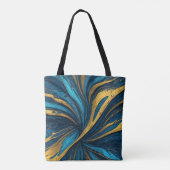 Abstract wervelend patroon met tinten blauw tote bag (Achterkant)