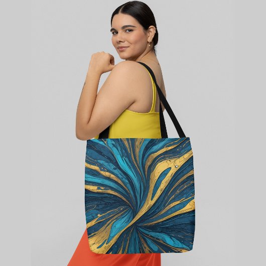 Abstract wervelend patroon met tinten blauw tote bag