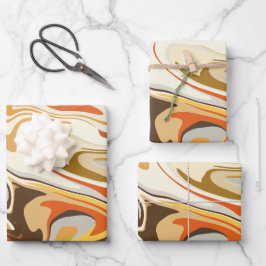 Abstract wervelend Sinaasappel en beige design Inpakpapier Vel