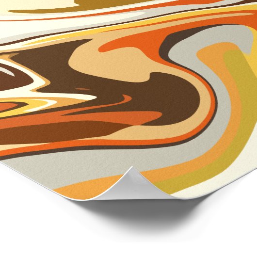 Abstract wervelend Sinaasappel en beige design Poster (Hoek)