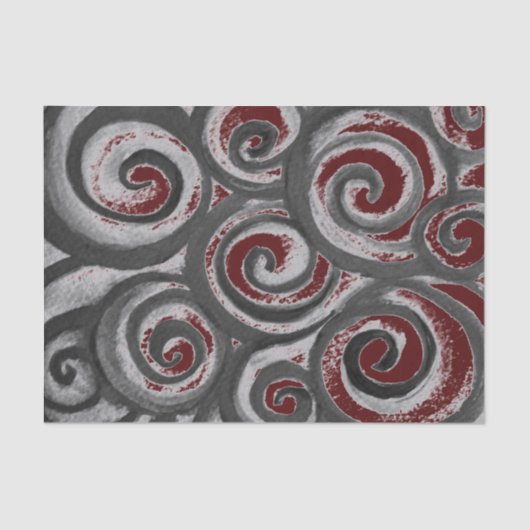 Abstract wervelgrijs maroon tissuepapier (Voorkant)