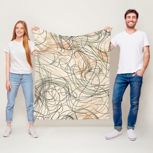 Abstract wervellijnpatroon fleece deken (In situ)