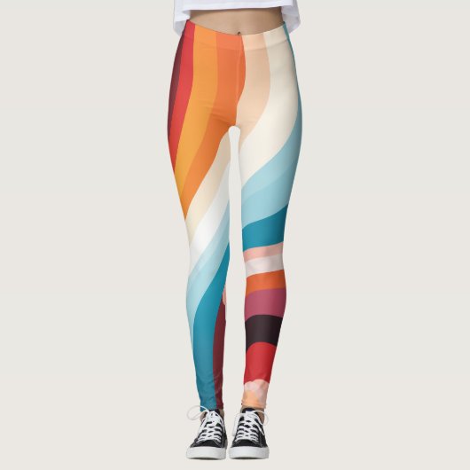 Abstract wervelontwerp: kleurrijke avy lijnen leggings (Voorkant)
