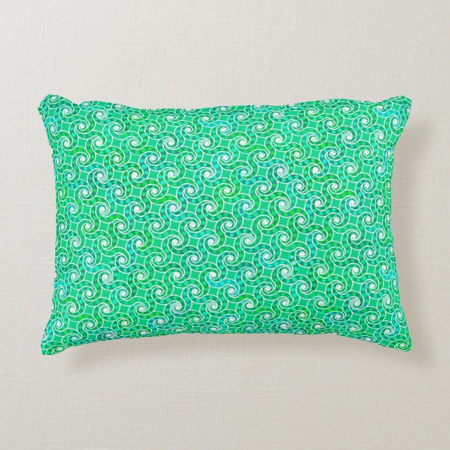 Abstract wervelpatroon - tinten jade groen accent kussen (Voorkant)