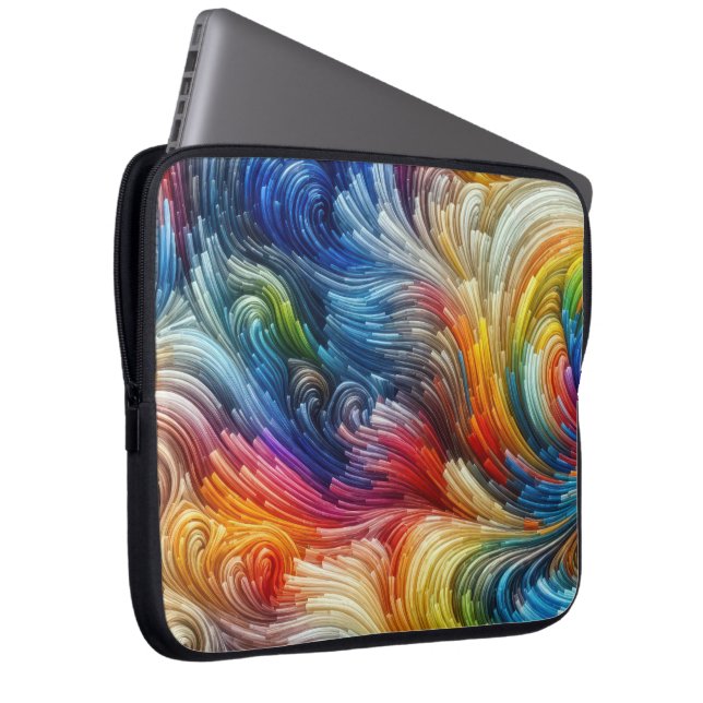Abstract wervelspectrumontwerp laptop sleeve (Voorkant Rechts)