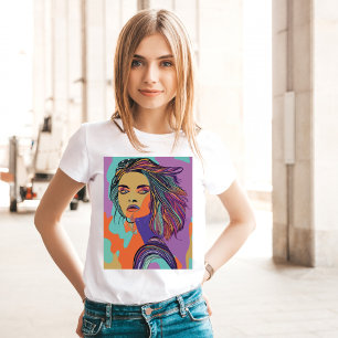 Abstract Whimsical Face Colorful Artsy Fun Trendy T-shirt