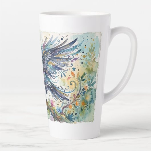 Abstract Whimsical Waterverf Kraai Mok (Rechts)