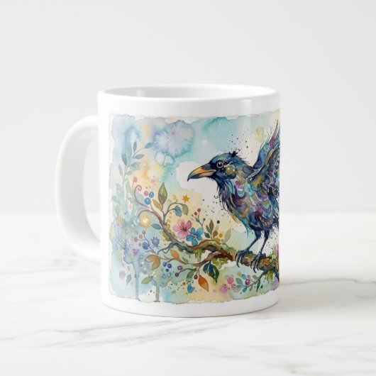Abstract Whimsical Waterverf Kraai Mok (Links)