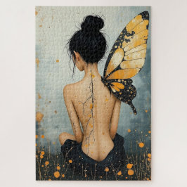 Abstract Whimsical Woman and Butterfly Legpuzzel
