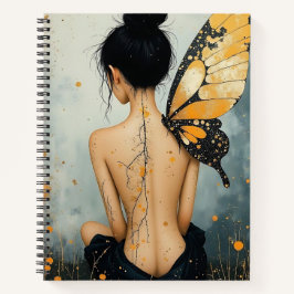 Abstract Whimsical Woman and Butterfly Notitieboek