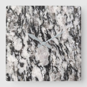 Abstract white  and black blots  square wall clock vierkante klok