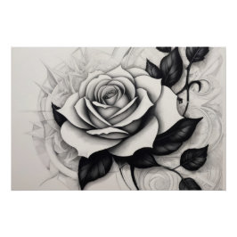 Abstract white rose perfect poster