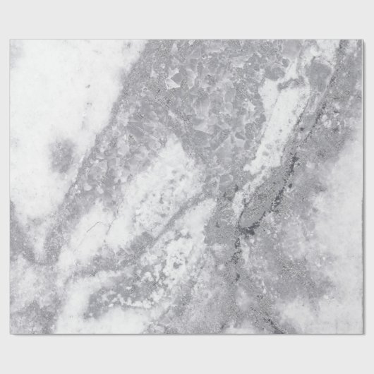 Abstract White Silver Grey Carrara Marble Stone Cadeaupapier (Vlak)
