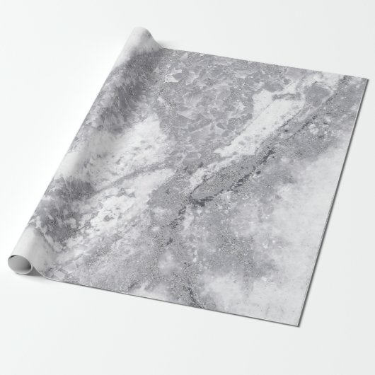 Abstract White Silver Grey Carrara Marble Stone Cadeaupapier (Uitgerold)