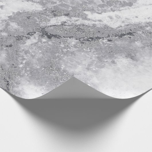 Abstract White Silver Grey Carrara Marble Stone Cadeaupapier (Hoek)