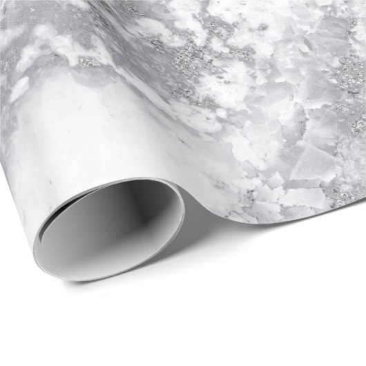 Abstract White Silver Grey Carrara Marble Stone Cadeaupapier (Rol Hoek)