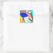 Abstract wiel vierkante sticker (Tas)
