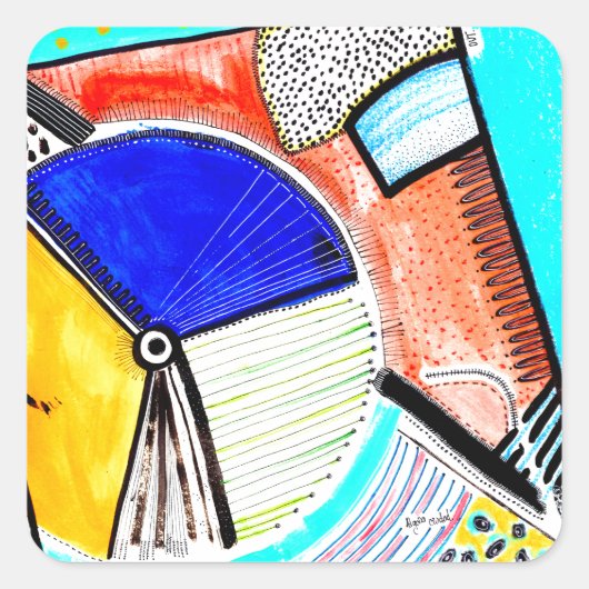Abstract wiel vierkante sticker (Voorkant)