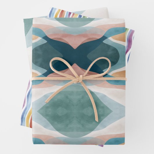 Abstract wikkelpapier Flat Sheet Set van 3 Inpakpapier Vel (In situ)