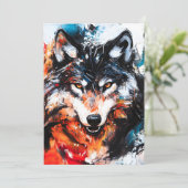 Abstract Wild Spirit Wolf Aankondiging (Staand voorkant)