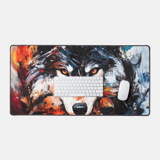 Abstract Wild Spirit Wolf Bureaumat (Keyboard & Muis)