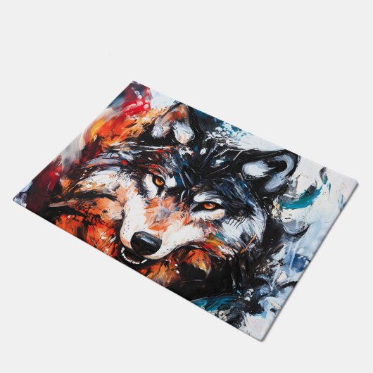 Abstract Wild Spirit Wolf Deurmat (Schuin)
