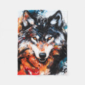 Abstract Wild Spirit Wolf Fleece Deken (Voorkant)