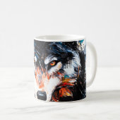 Abstract Wild Spirit Wolf Koffiemok (Voorkant rechts)