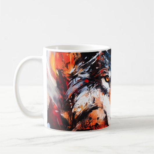 Abstract Wild Spirit Wolf Koffiemok (Links)
