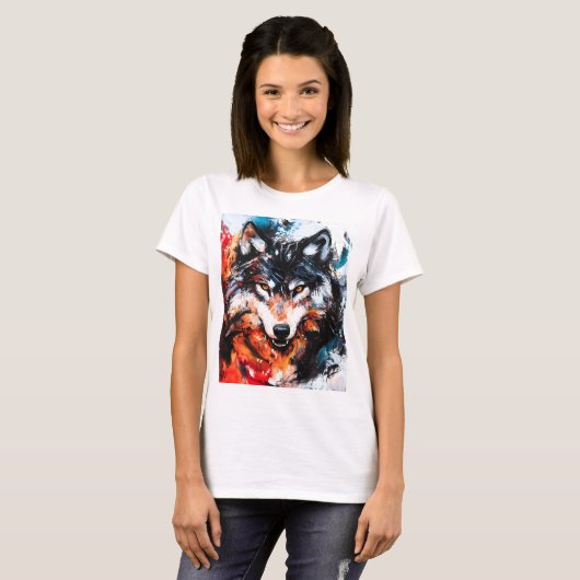 Abstract Wild Spirit Wolf T-shirt (Voorkant volledig)