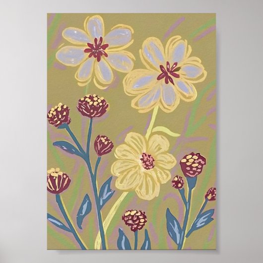 Abstract Wilde Bloemen Kunstprint Poster (Voorkant)
