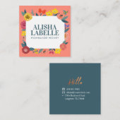  Abstract Wildflower Foliage & Bijen Patroon Vierkante Visitekaartje (Voorkant / Achterkant)