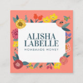  Abstract Wildflower Foliage & Bijen Patroon Vierkante Visitekaartje (Voorkant)