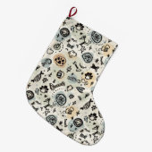 Abstract Winter Doodle Pet Stocking with Paw Print Grote Kerstsok (Voorkant (Hangend))