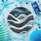 Abstract Winter Wonderland Rond Papieren Bordje (Feest)