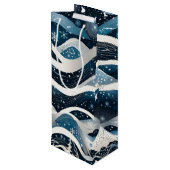 Abstract Winterwonderland Wijn Cadeautas (Achterkant Gekanteld)