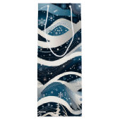 Abstract Winterwonderland Wijn Cadeautas (Achterkant)