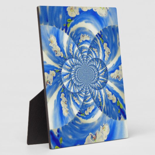 Abstract wit blauw bloemenschilderij fotoplaat (Zijkant)