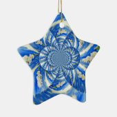 Abstract wit blauw bloemenschilderij keramisch ornament (Rechts)