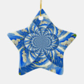 Abstract wit blauw bloemenschilderij keramisch ornament (Voorkant)