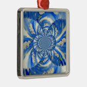 Abstract wit blauw bloemenschilderij metalen ornament (Rechts)