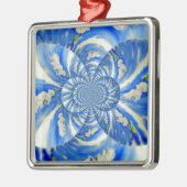 Abstract wit blauw bloemenschilderij metalen ornament (Links)